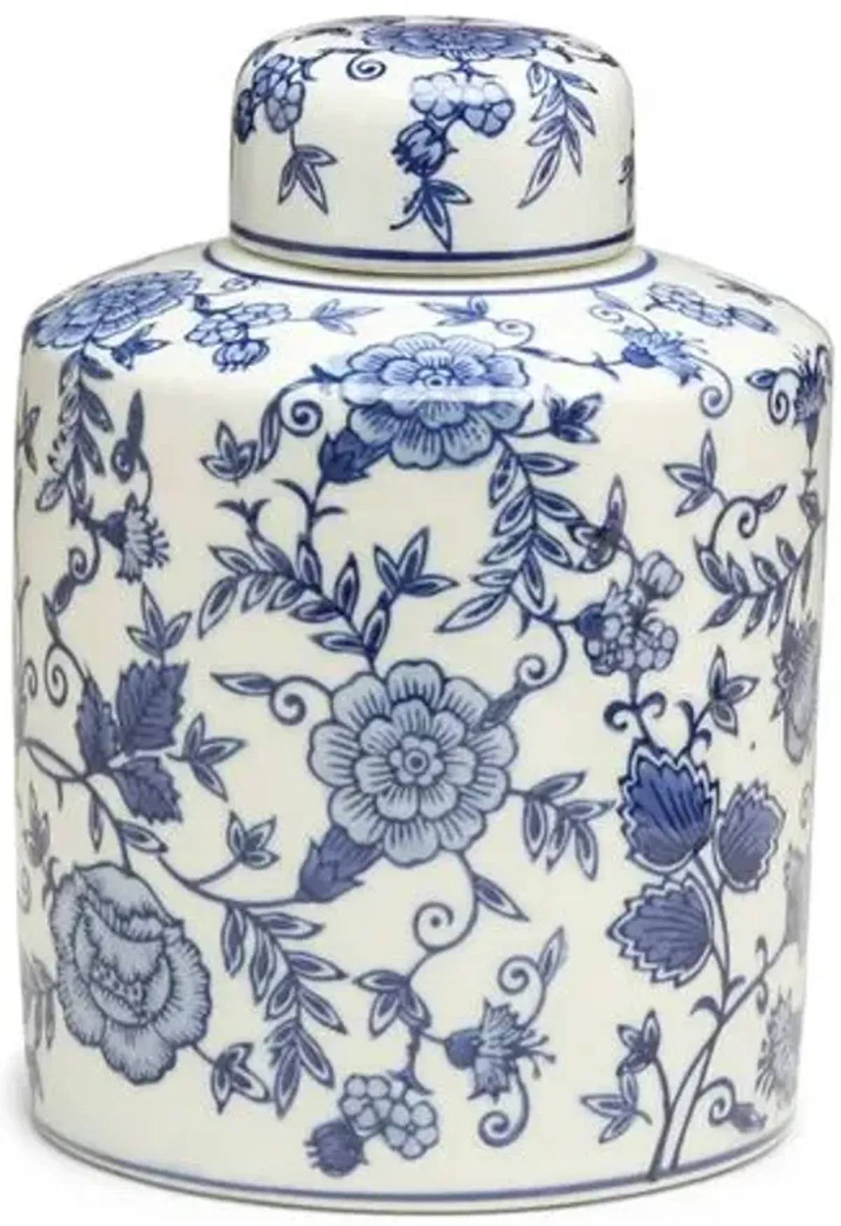 9" Arundel Cylindrical Ginger Jar - Blue/White