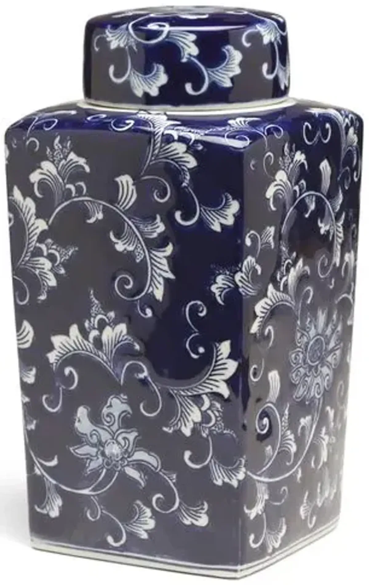 12" Petrin Square Ginger Jar - Blue/White