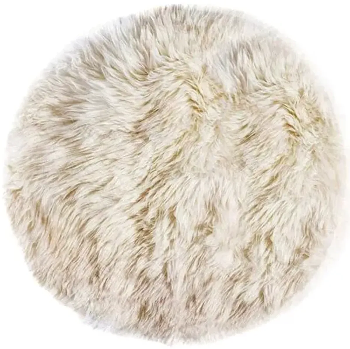 5'x5' round New Zealand Sheepskin Rug - Natural - White - White