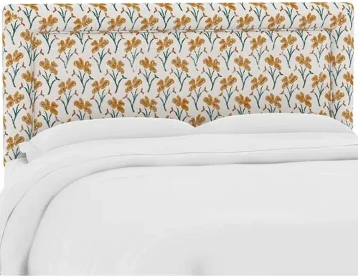 Collins Headboard - Marigold Floral - Handcrafted - Yellow