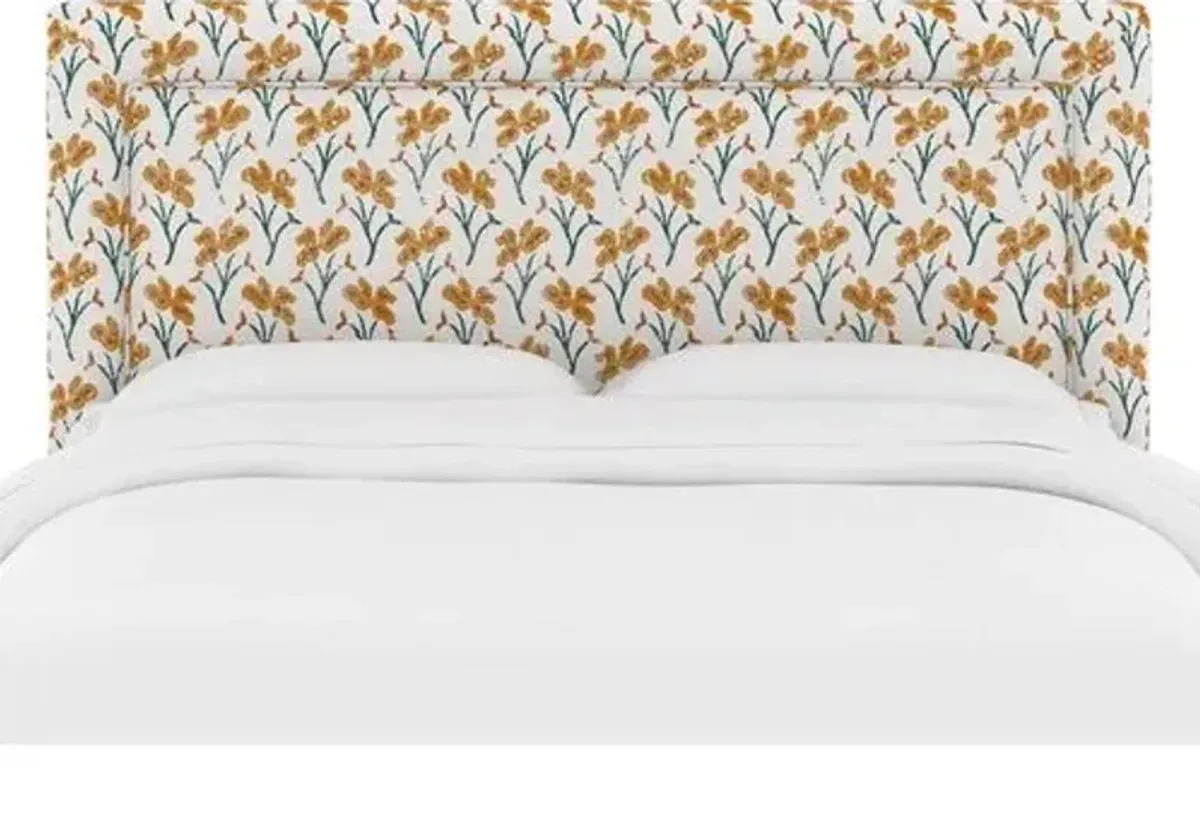 Collins Headboard - Marigold Floral - Handcrafted - Yellow