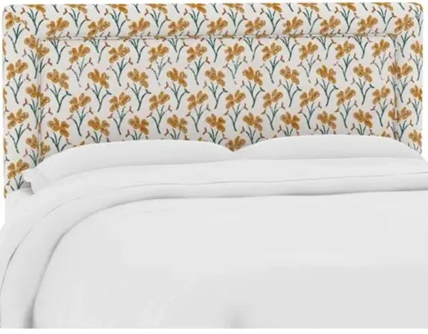 Collins Headboard - Marigold Floral - Handcrafted - Yellow