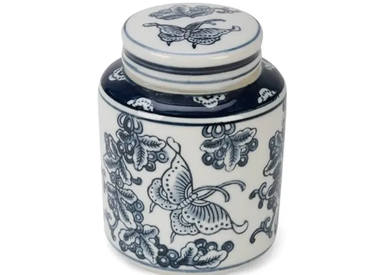 6" Wheeler Butterfly Jar with Lid - White/Blue