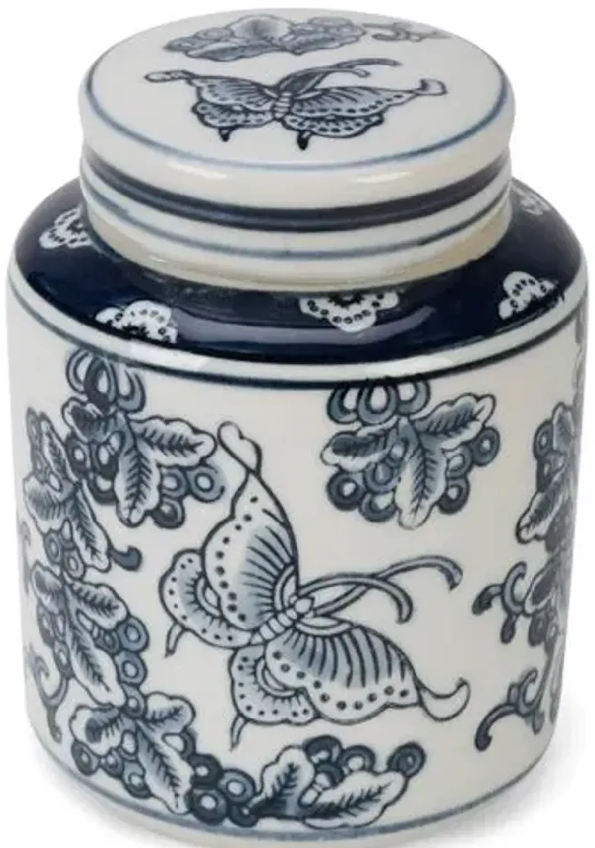 6" Wheeler Butterfly Jar with Lid - White/Blue