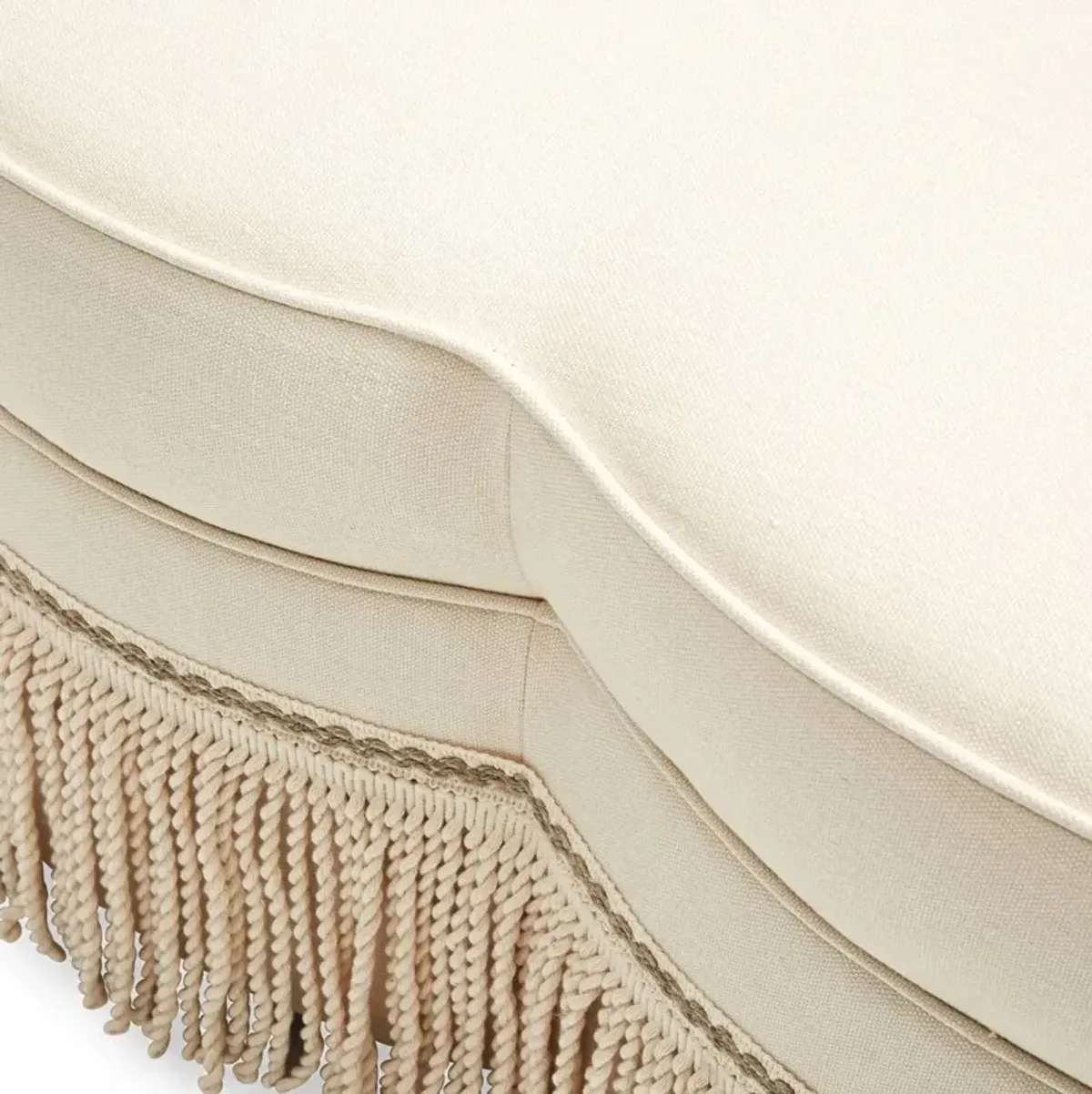 Portsmouth Ottoman, Cream Linen