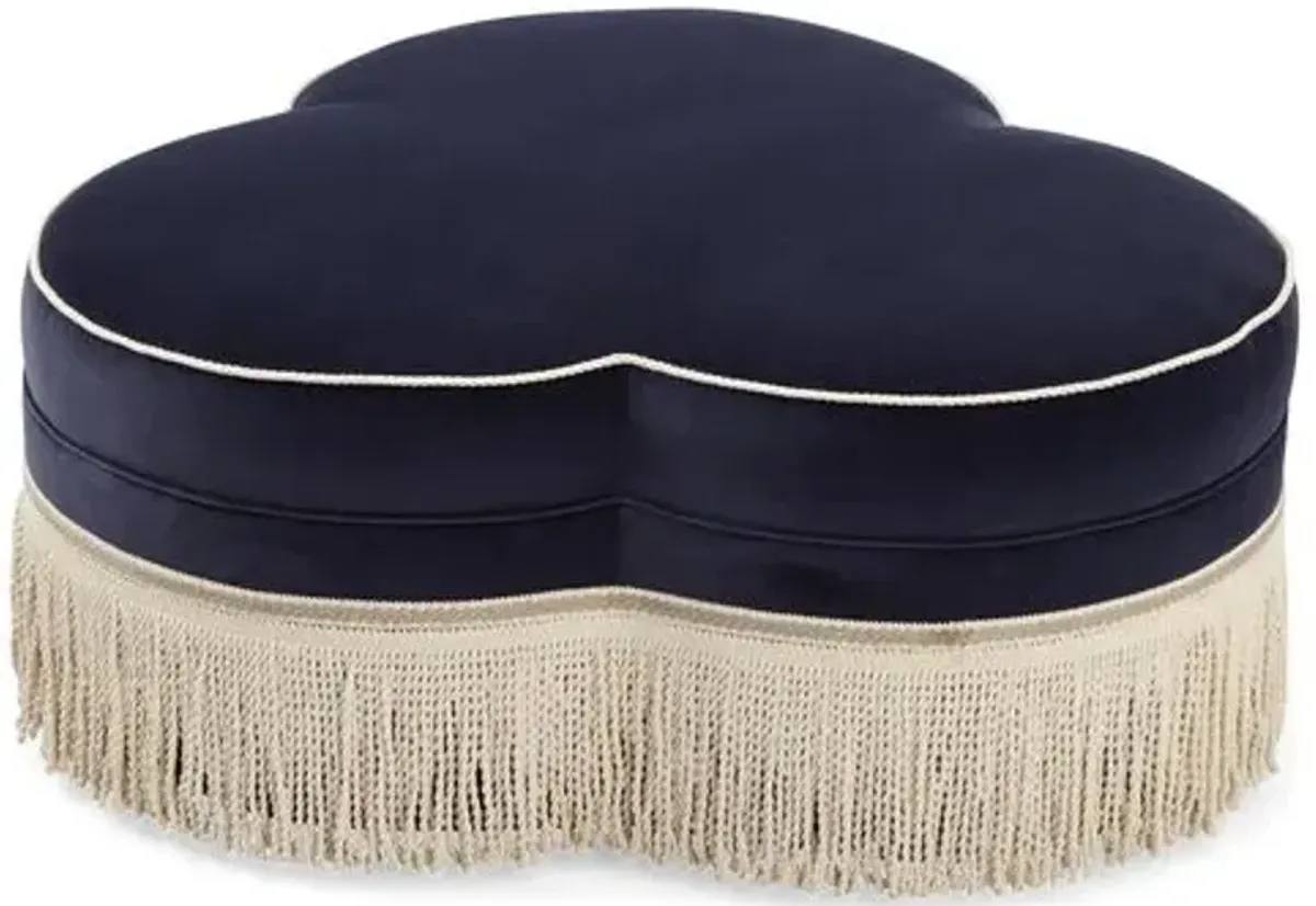 Portsmouth Ottoman - Navy Velvet - Blue