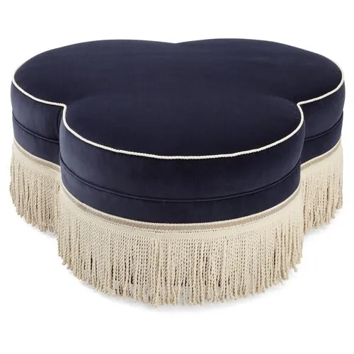 Portsmouth Ottoman - Navy Velvet - Blue