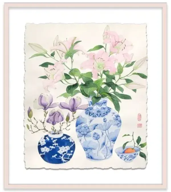 Gabby Malpas - Lilies & Magnolias Painting - Pink