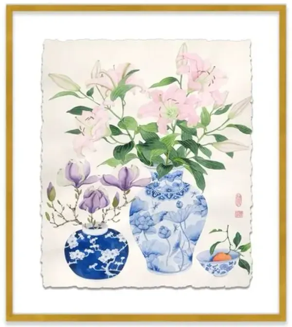 Gabby Malpas - Lilies & Magnolias Painting - Pink