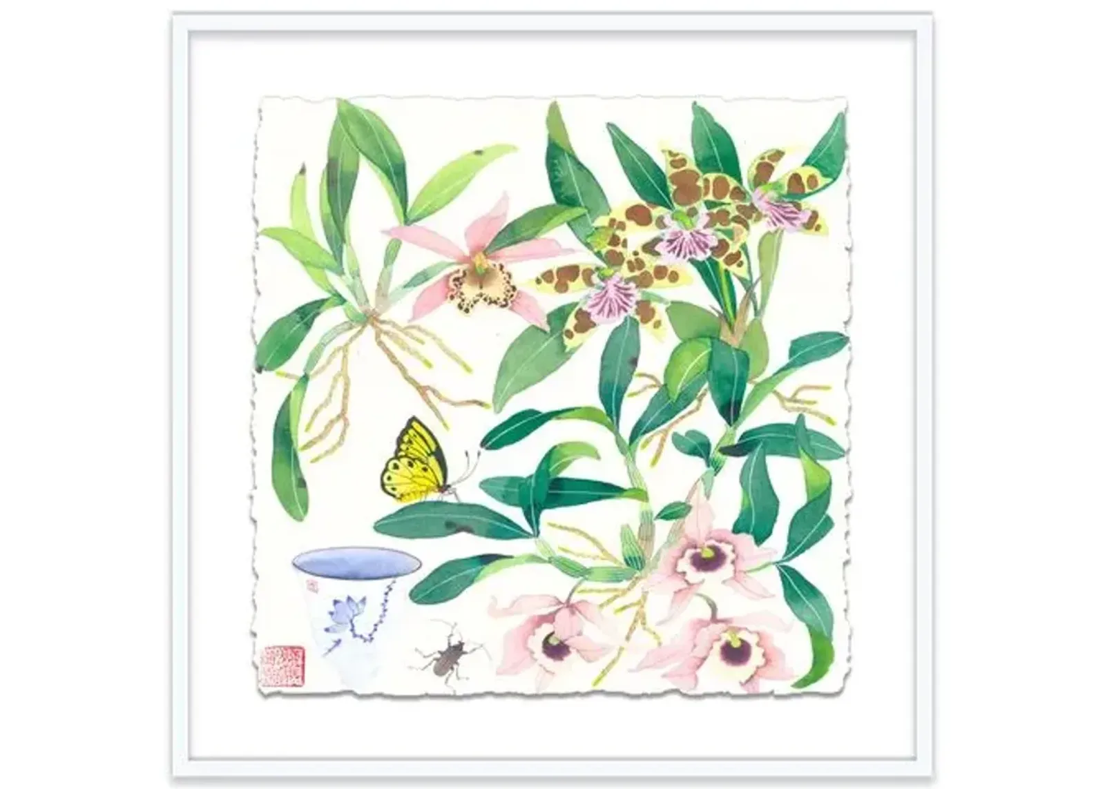 Gabby Malpas - Orchids & Teacup - Pink