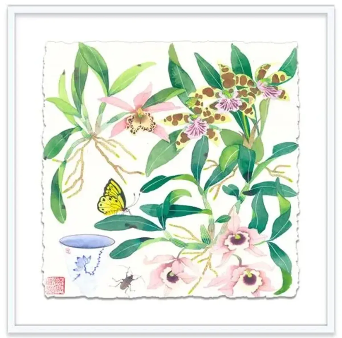 Gabby Malpas - Orchids & Teacup - Pink