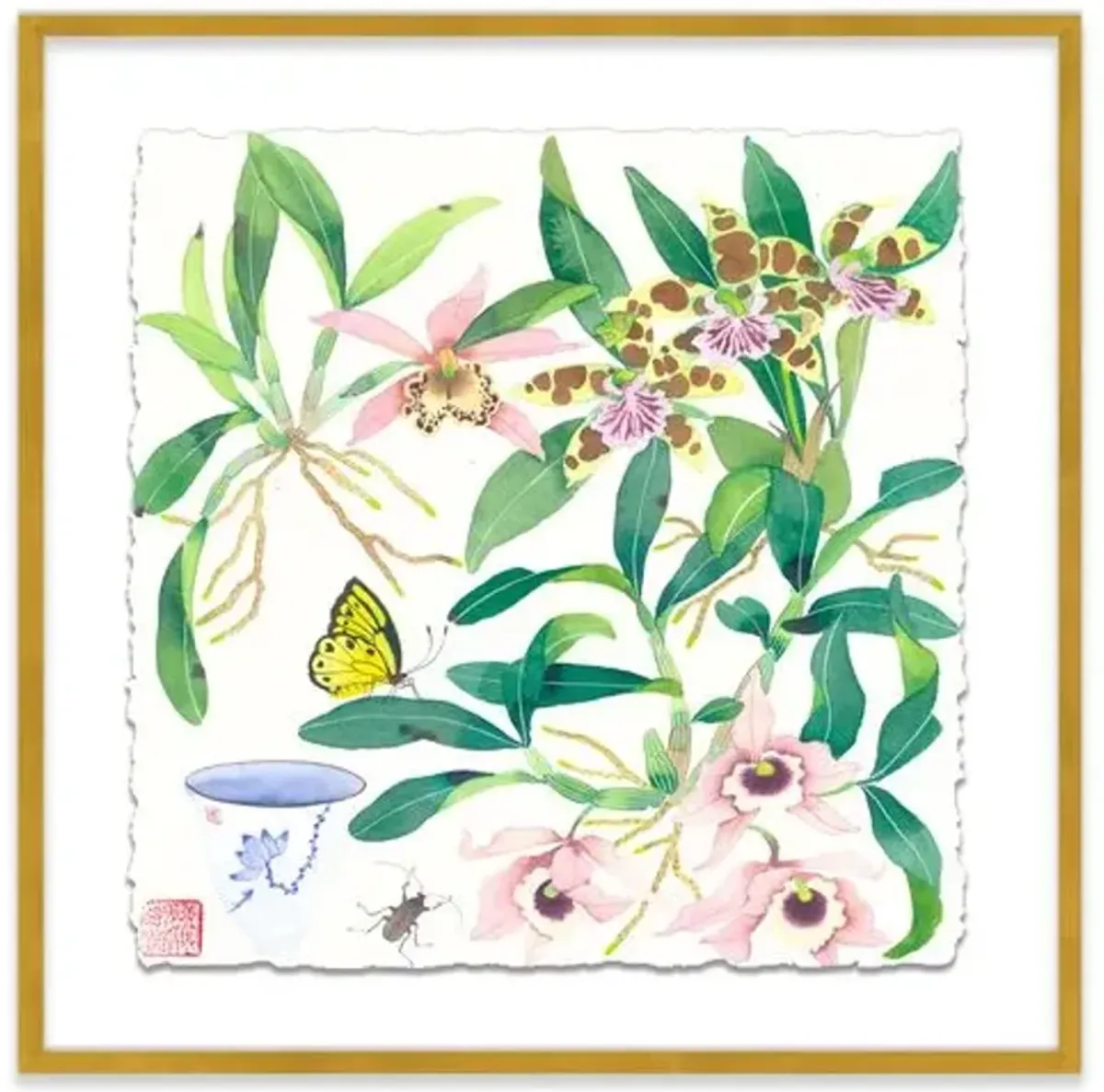 Gabby Malpas - Orchids & Teacup - Pink