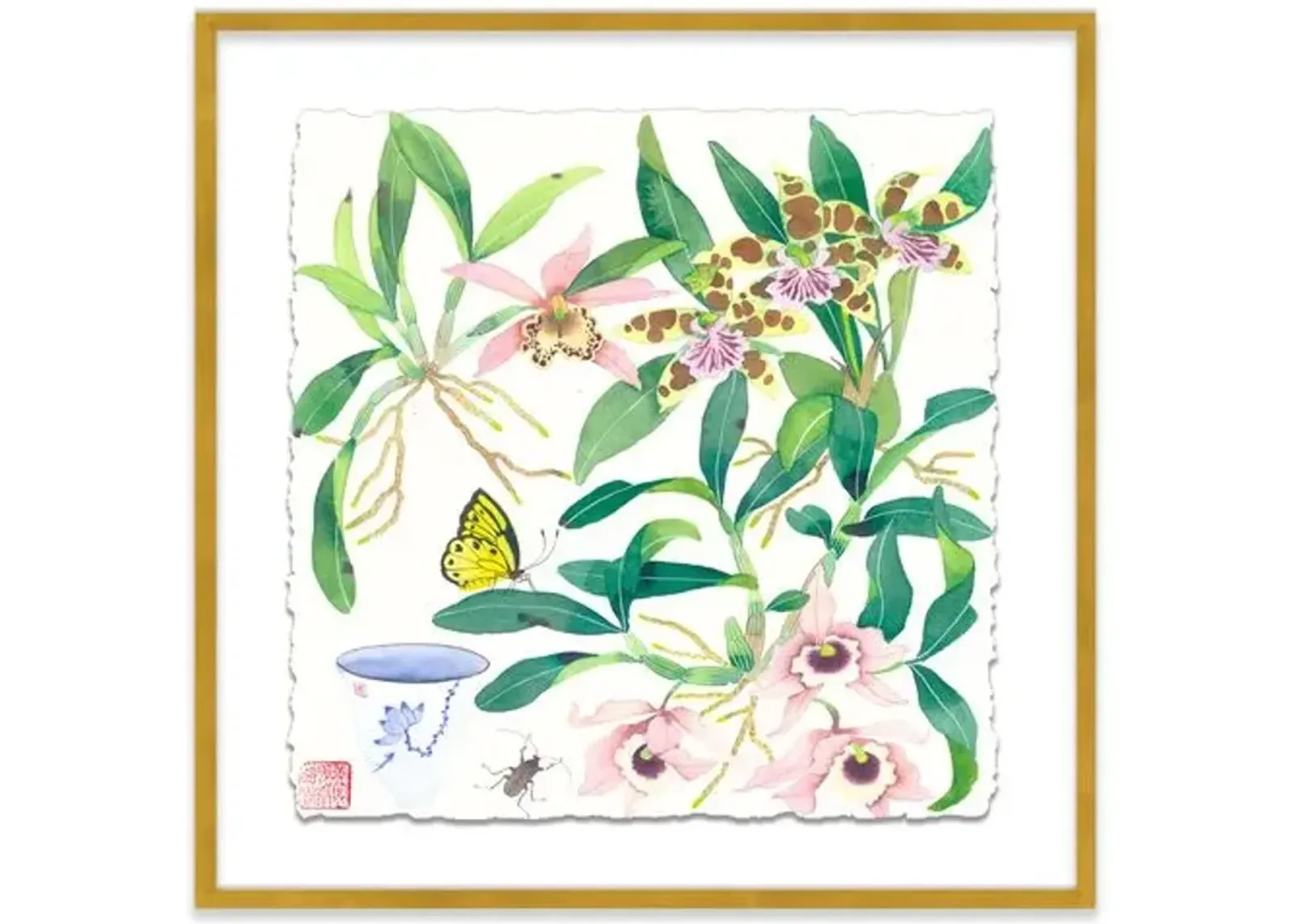 Gabby Malpas - Orchids & Teacup - Pink