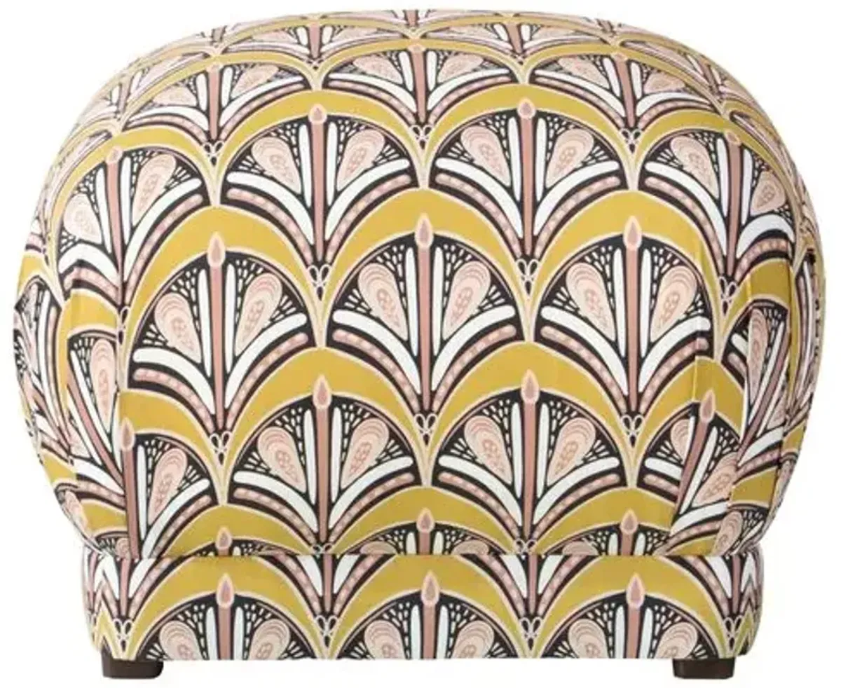 Benton Ottoman - Gold Scallop - Cloth & Company - Handcrafted