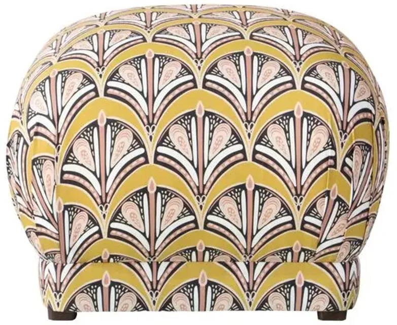 Benton Ottoman - Gold Scallop - Cloth & Company - Handcrafted