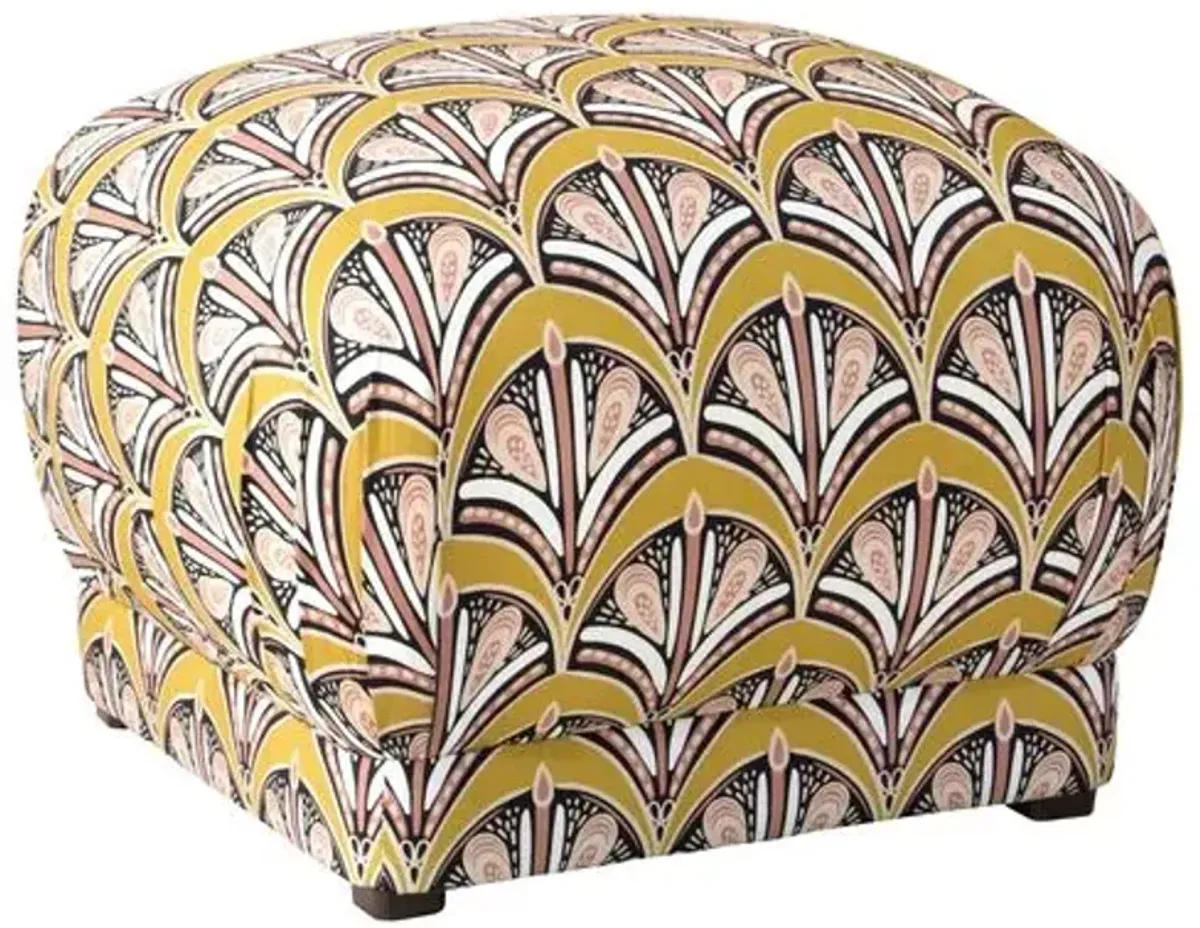 Benton Ottoman - Gold Scallop - Cloth & Company - Handcrafted