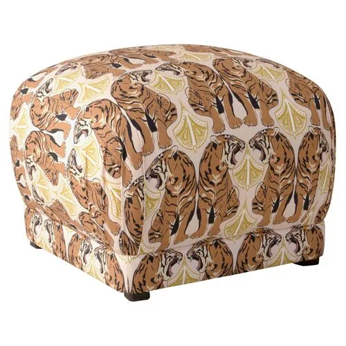 Benton Ottoman - Blush Tiger - Cloth & Company - Handcrafted - Pink