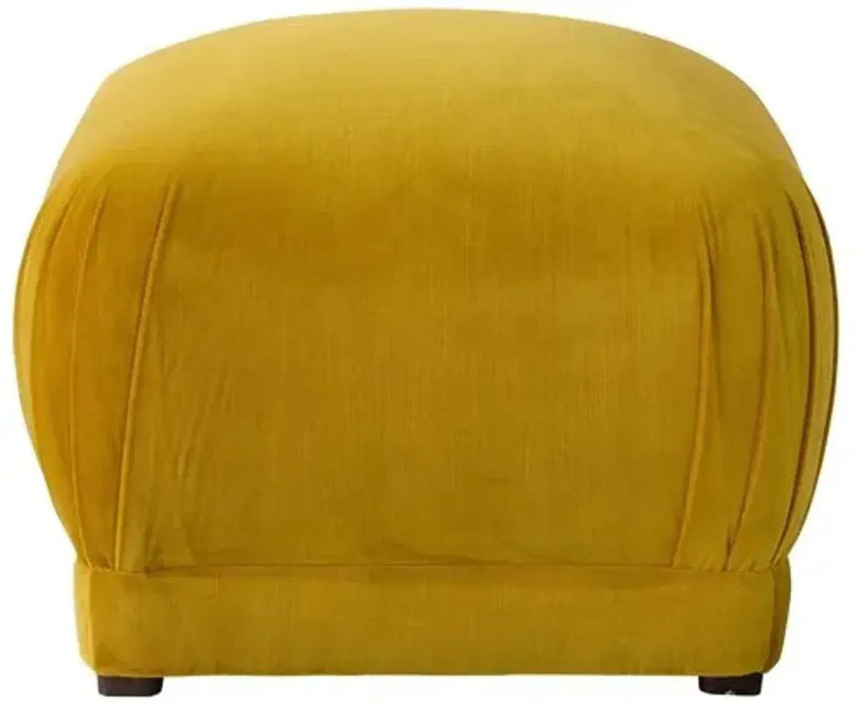 Benton Ottoman - Performance Velvet - Handcrafted - Yellow
