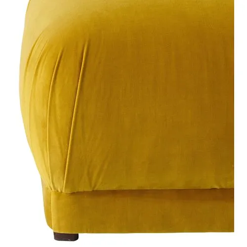 Benton Velvet Ottoman - Citronella - Cloth & Company - Handcrafted - Yellow
