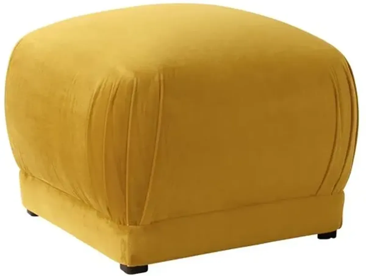 Benton Ottoman - Performance Velvet - Handcrafted - Yellow