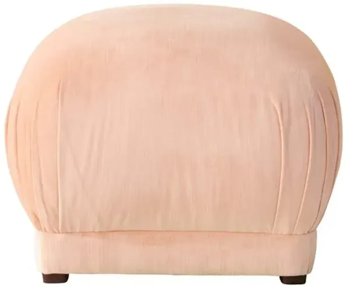 Benton Ottoman - Blush Velvet - Cloth & Company - Handcrafted - Pink