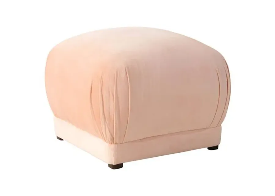 Benton Ottoman - Blush Velvet - Cloth & Company - Handcrafted - Pink