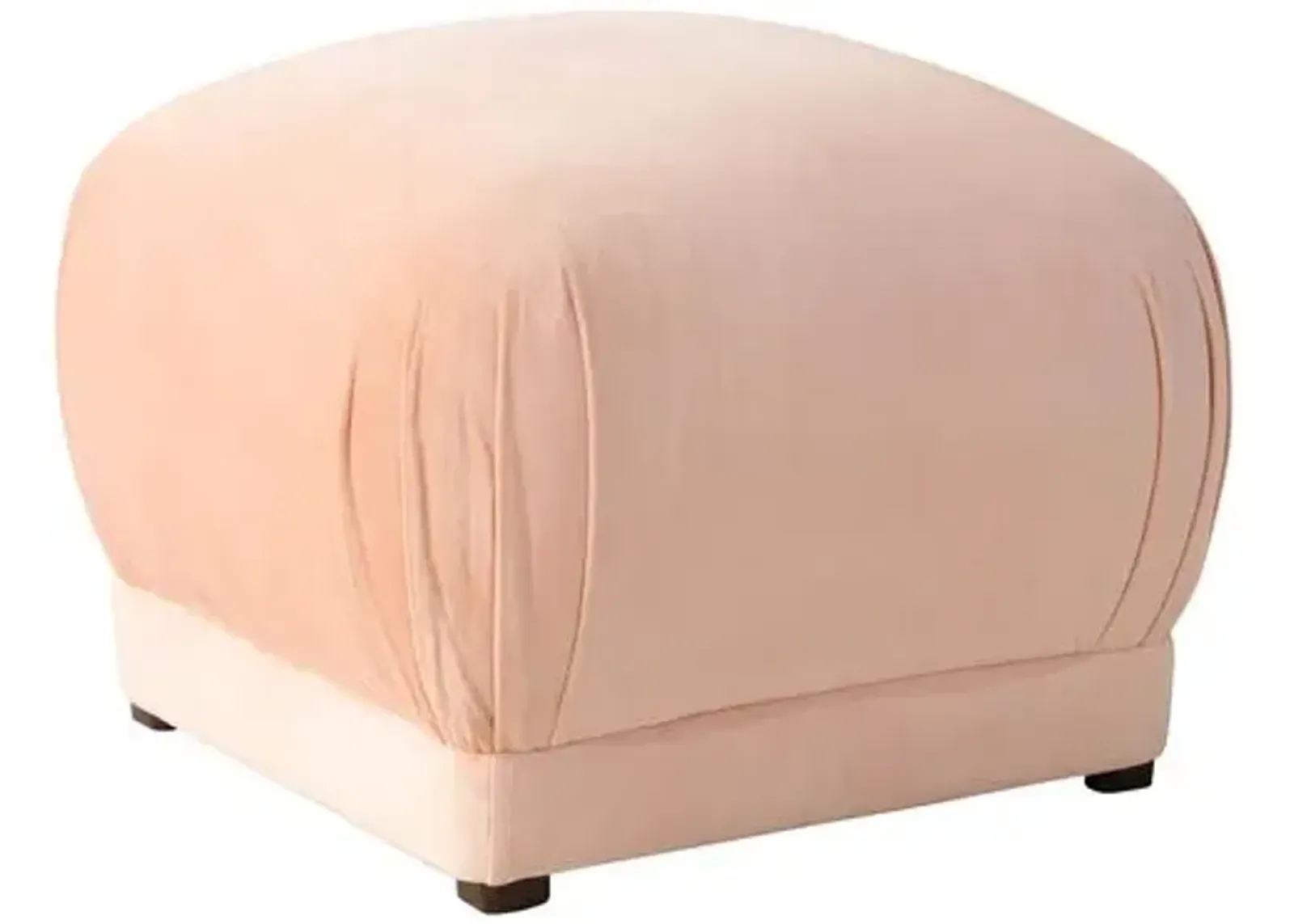 Benton Ottoman - Blush Velvet - Cloth & Company - Handcrafted - Pink