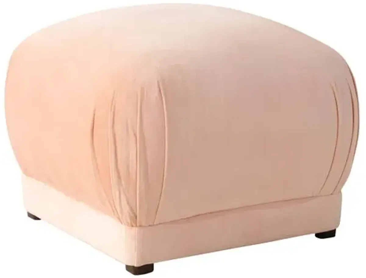 Benton Ottoman - Blush Velvet - Cloth & Company - Handcrafted - Pink