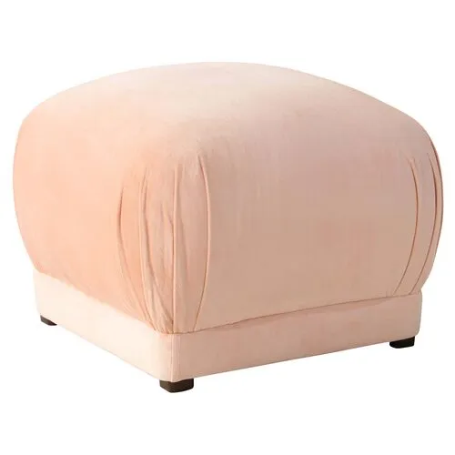 Benton Ottoman - Blush Velvet - Cloth & Company - Handcrafted - Pink