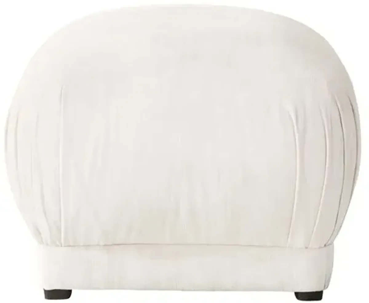 Benton Ottoman - Pure Snow Velvet - Cloth & Company - Handcrafted - White