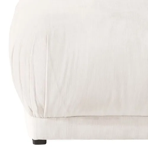 Benton Ottoman - Pure Snow Velvet - Cloth & Company - Handcrafted - White