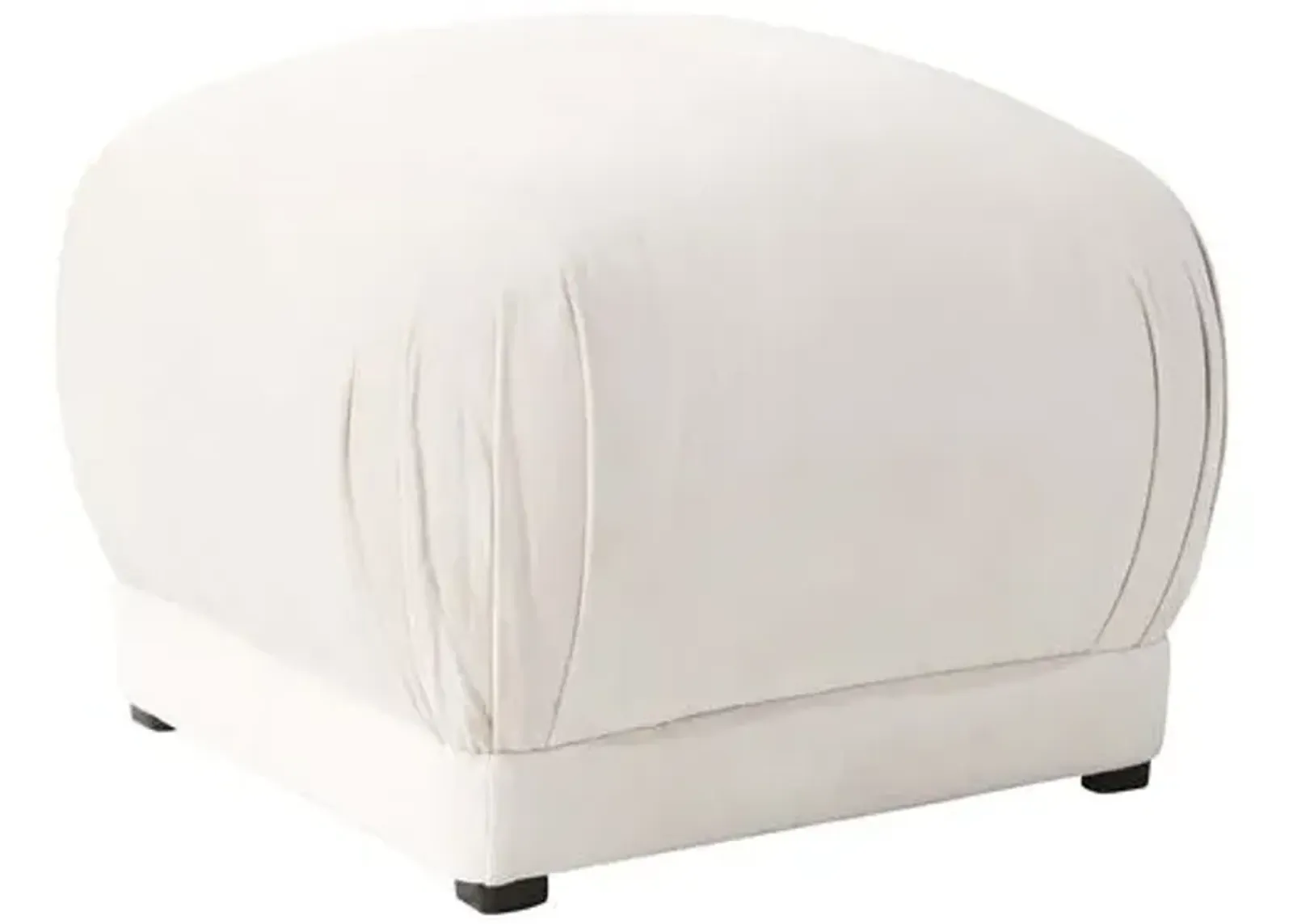 Benton Ottoman - Pure Snow Velvet - Cloth & Company - Handcrafted - White