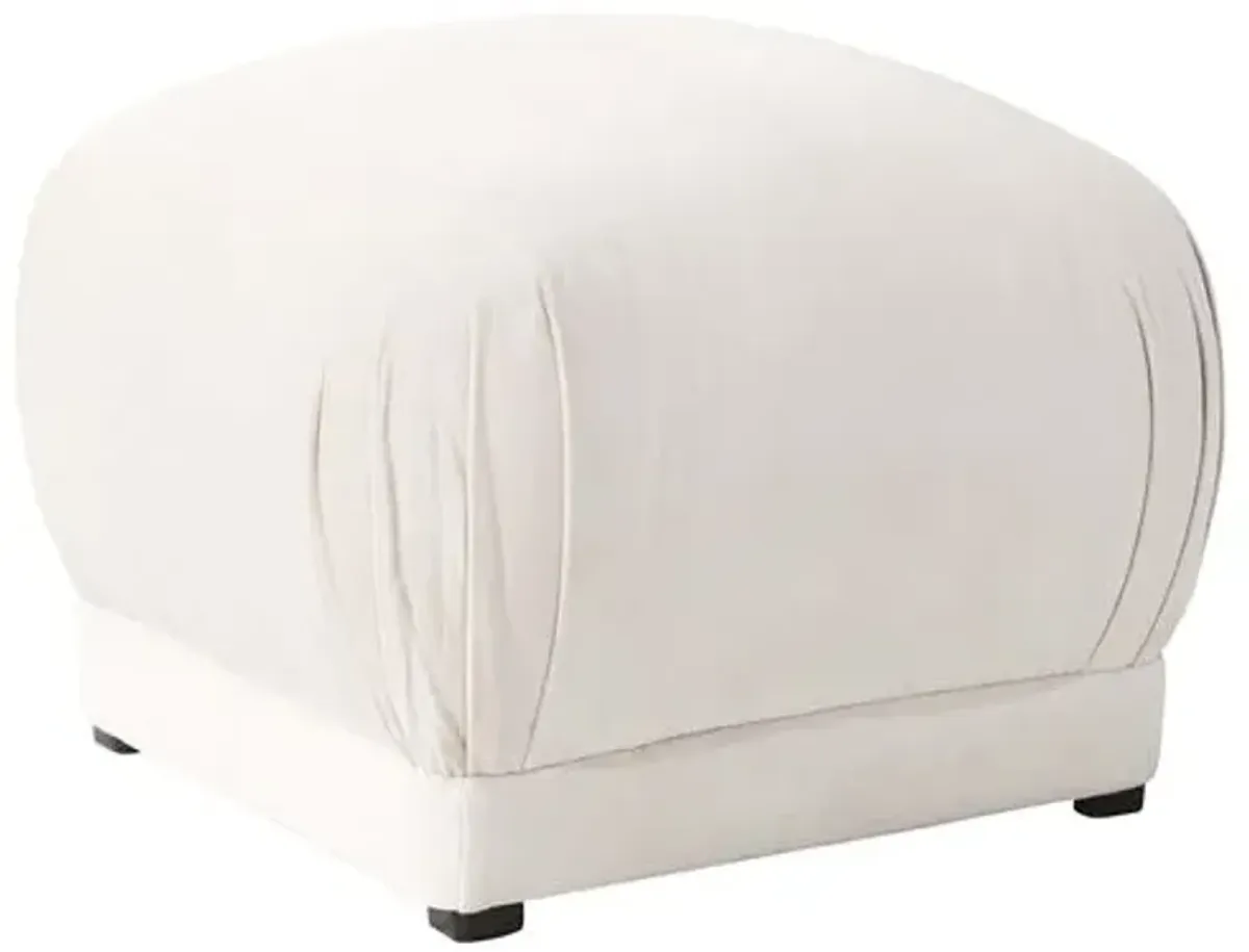 Benton Ottoman - Pure Snow Velvet - Cloth & Company - Handcrafted - White