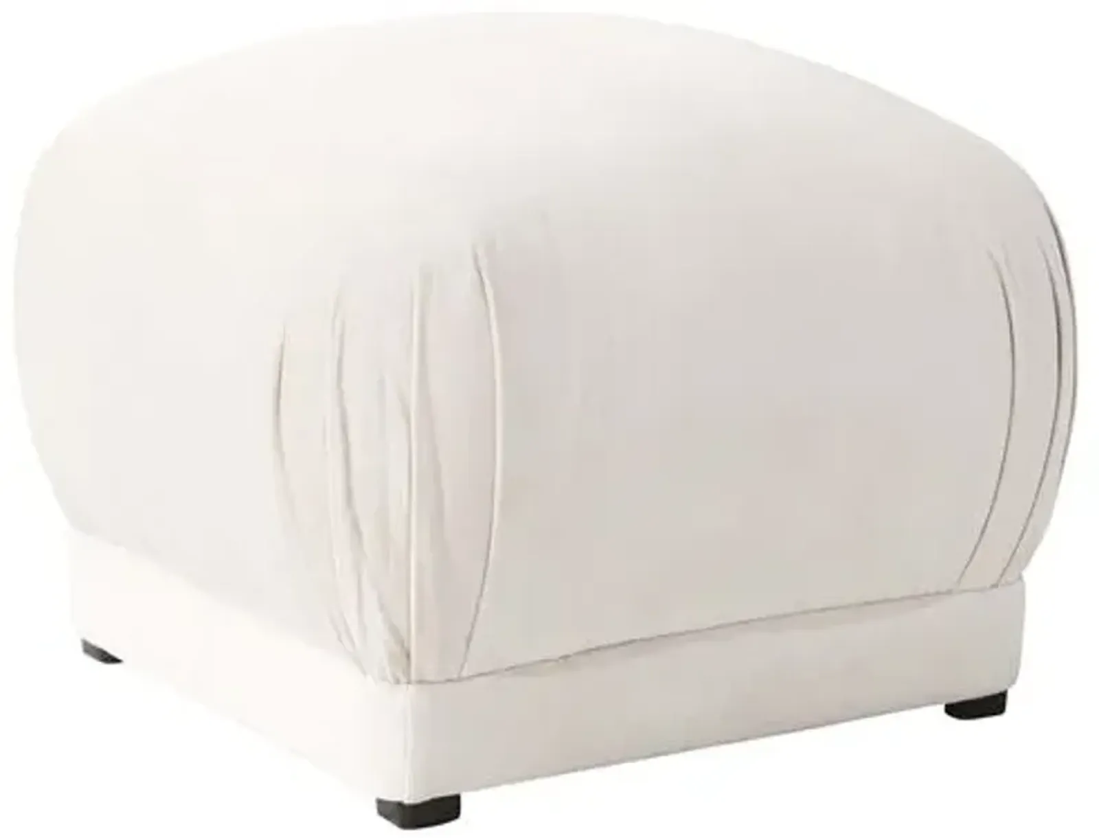 Benton Ottoman - Pure Snow Velvet - Cloth & Company - Handcrafted - White