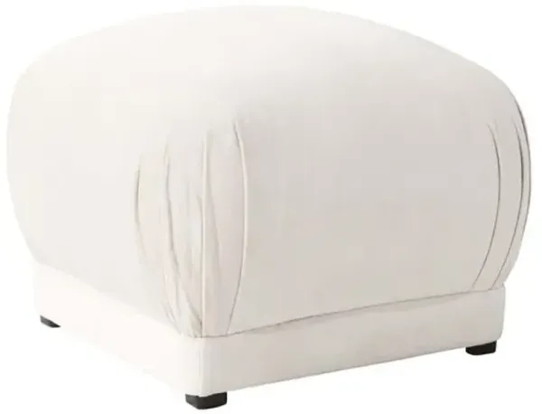 Benton Ottoman - Pure Snow Velvet - Cloth & Company - Handcrafted - White