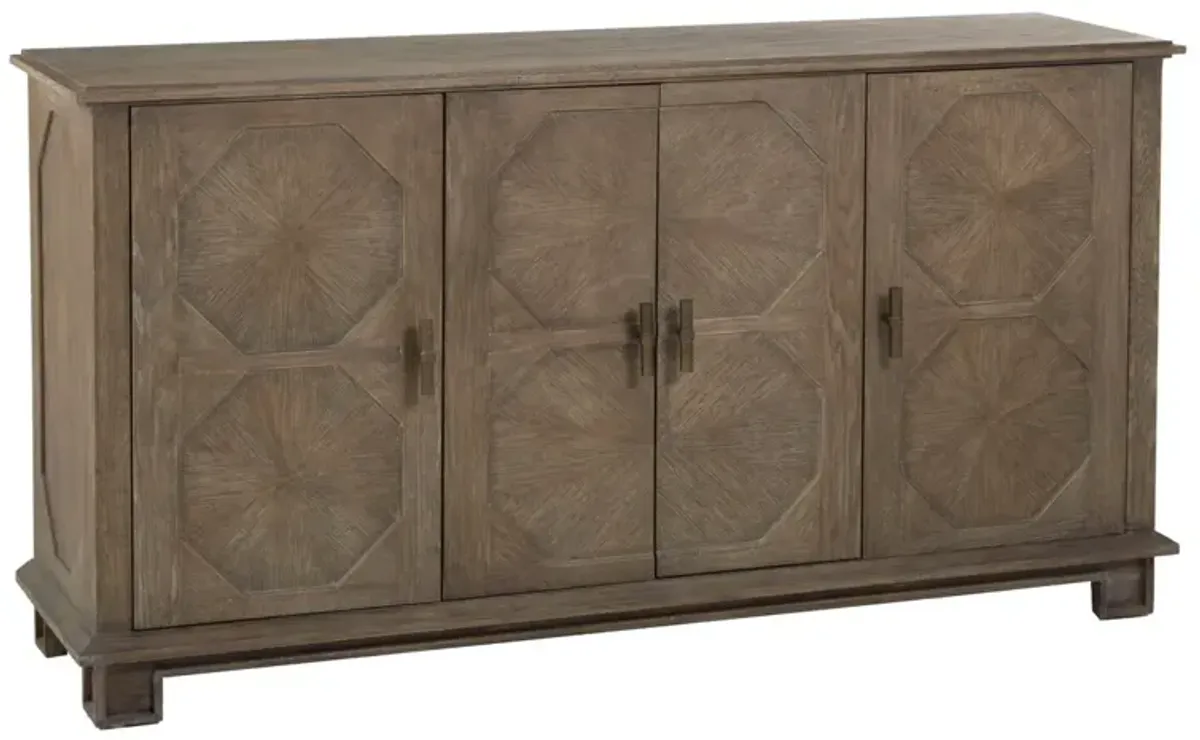 Rhodes 4-Door Sideboard, Charcoal Oak/Antique Brass