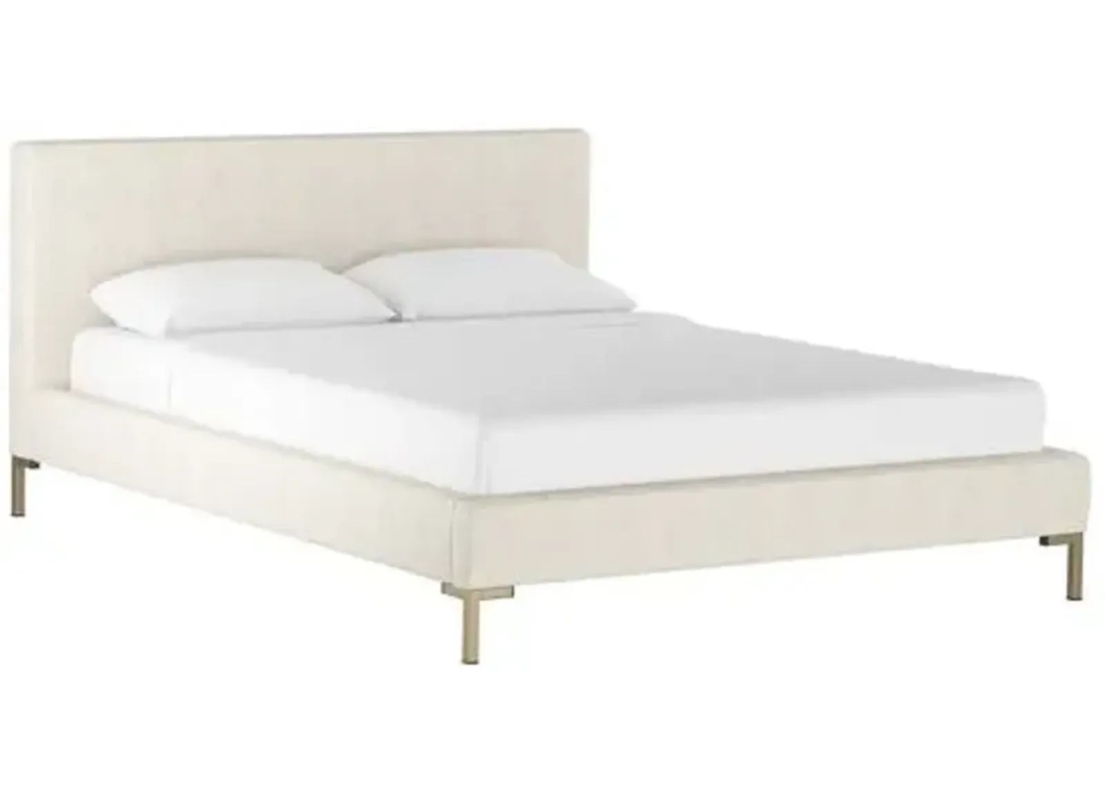 Smith Platform Bed - Talc - Cloth & Company - Handcrafted - Beige - Mattress Required, Upholstered