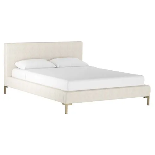 Smith Platform Bed - Talc - Cloth & Company - Handcrafted - Beige - Mattress Required, Upholstered