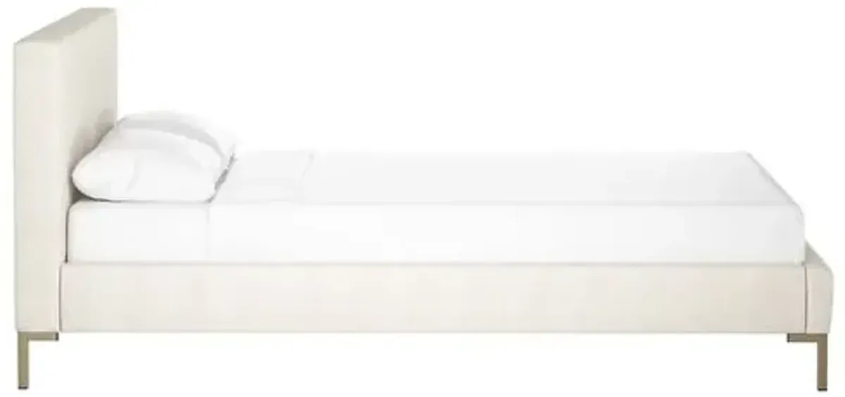 Smith Platform Bed - Talc - Cloth & Company - Handcrafted - Beige - Mattress Required, Upholstered