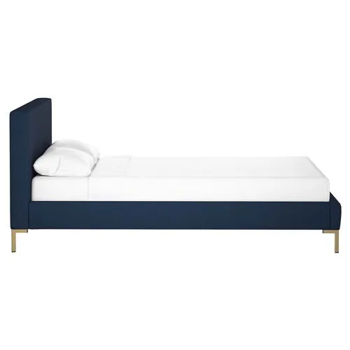 Smith Platform Bed - Navy - Cloth & Company - Handcrafted - Blue - Mattress Required, Upholstered