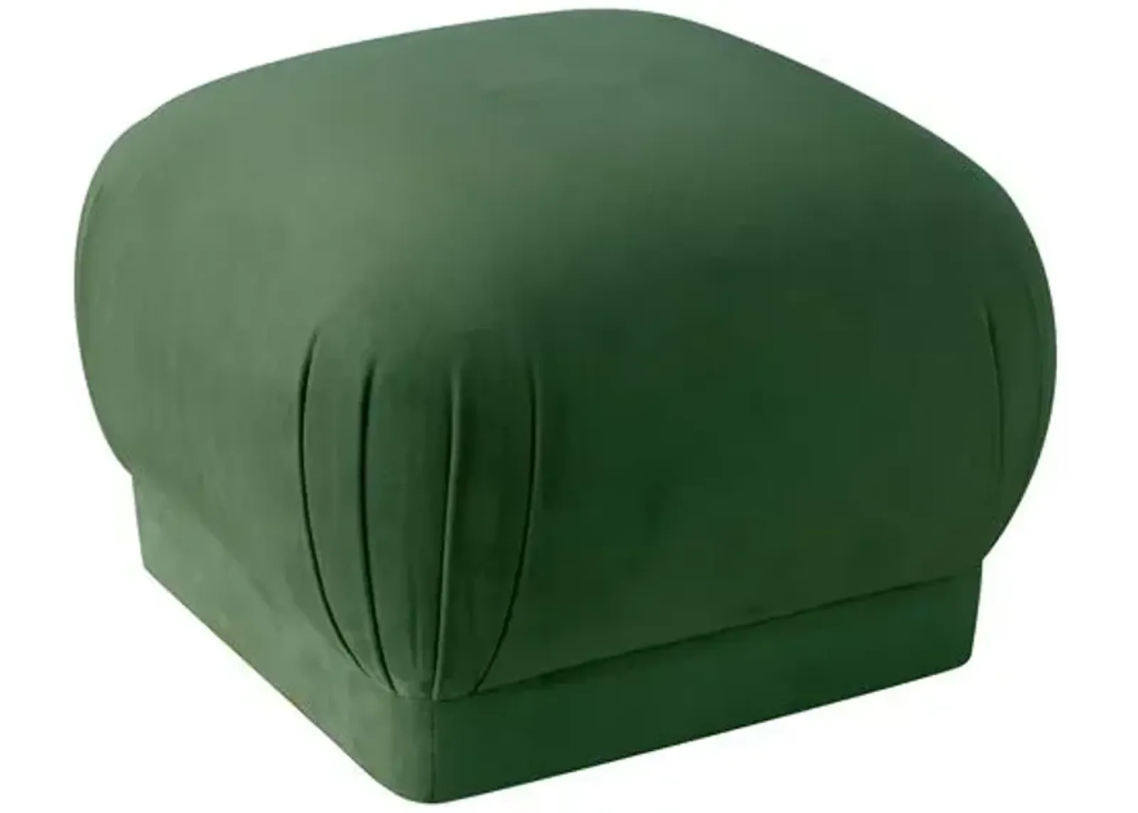 Benton Ottoman - Emerald Velvet - Cloth & Company - Handcrafted - Green