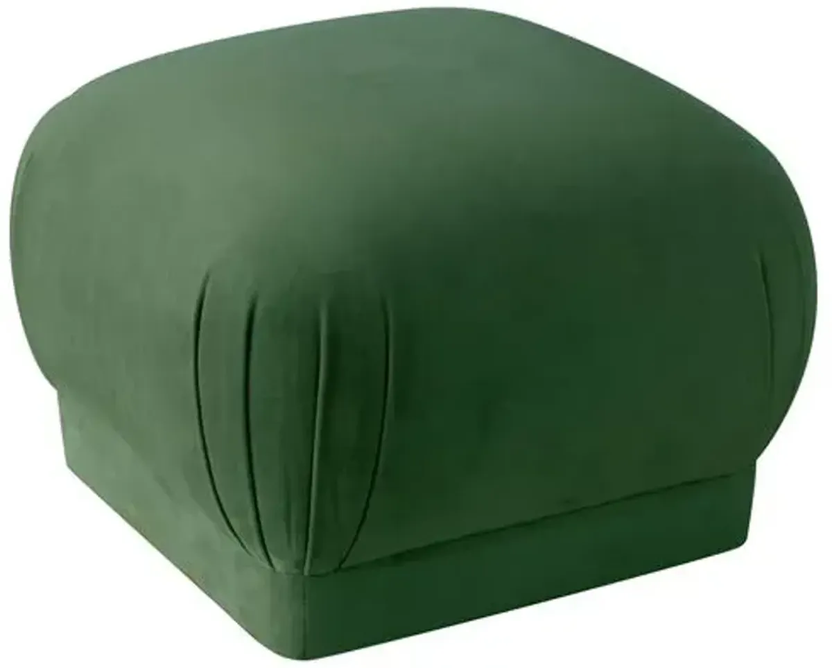 Benton Ottoman - Emerald Velvet - Cloth & Company - Handcrafted - Green