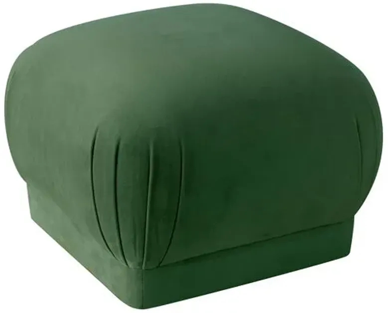 Benton Ottoman - Emerald Velvet - Cloth & Company - Handcrafted - Green