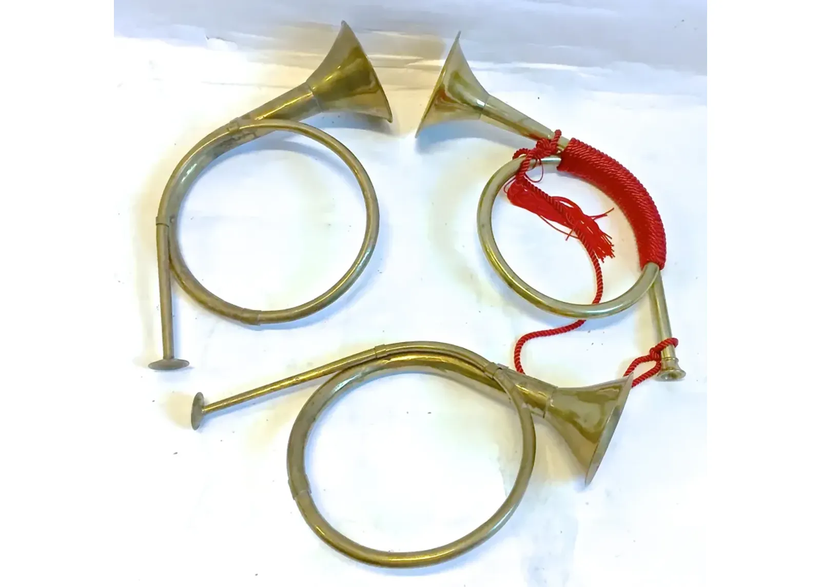 Decorative Brass Hunting Horns - Set of 3 - Vermilion Designs - Gold