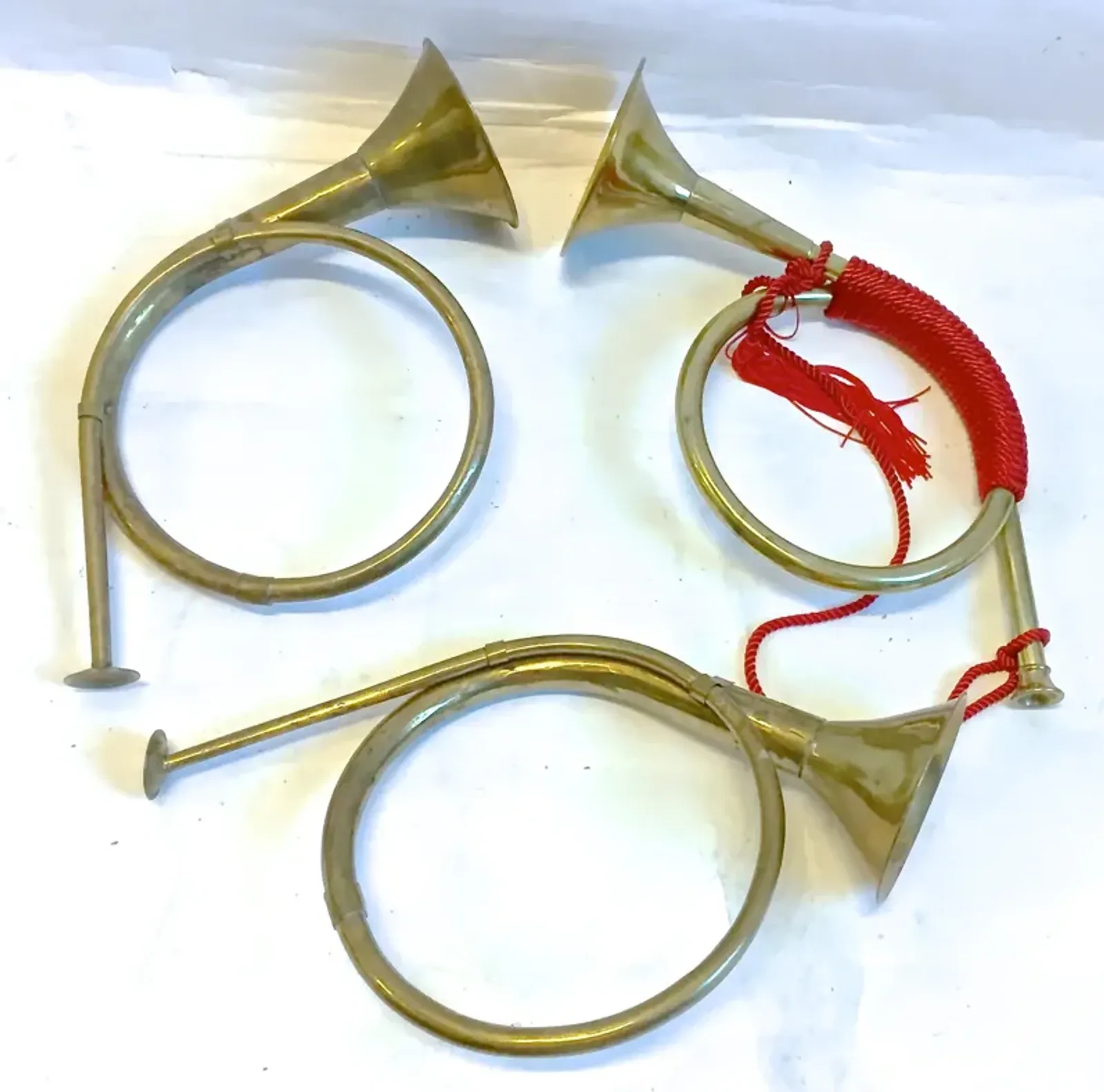 Decorative Brass Hunting Horns - Set of 3 - Vermilion Designs - Gold