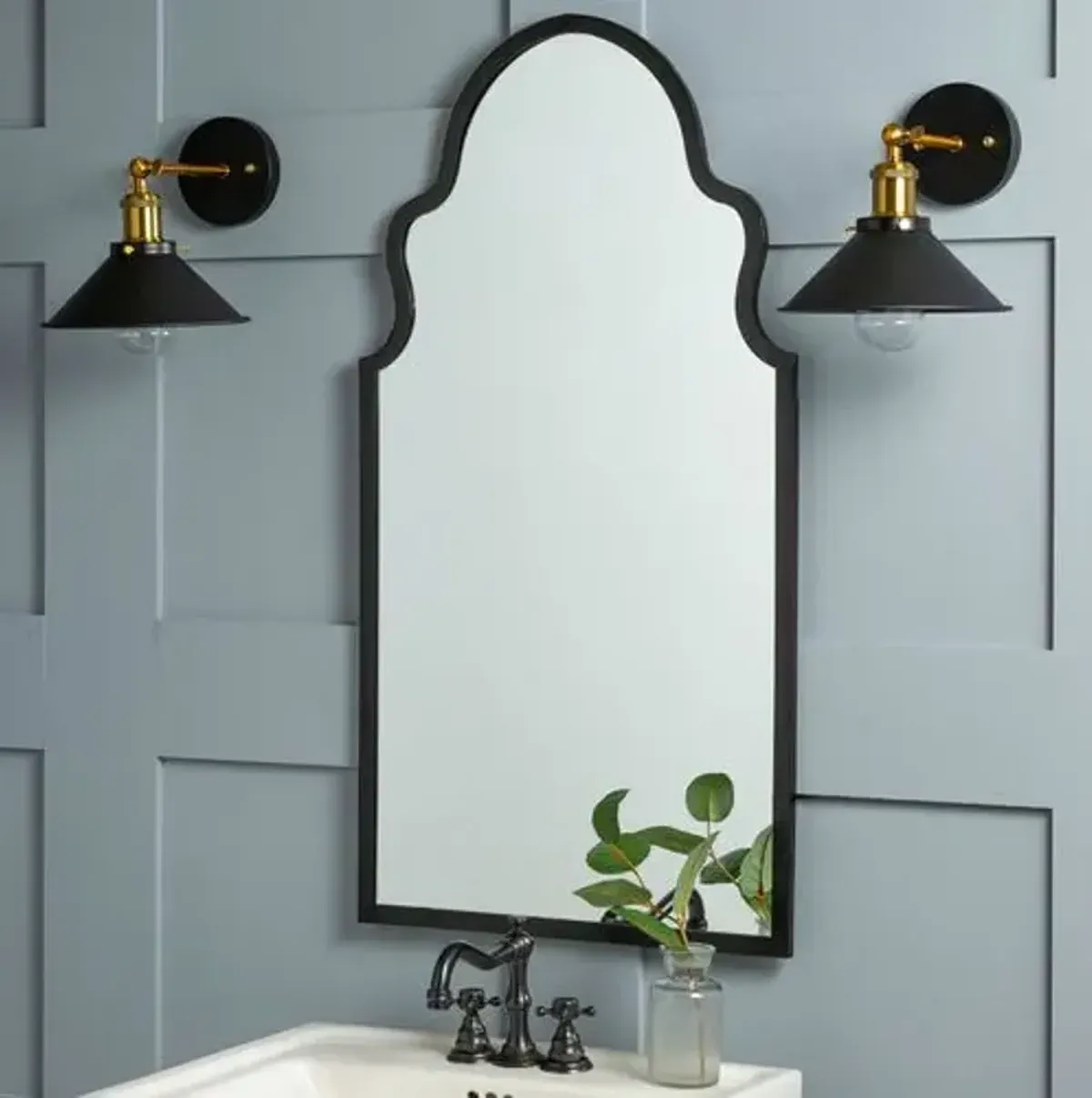 Set of 2 Bianca Wall Mirrors - Black