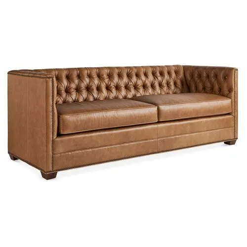 Ames Sofa - Café Crypton Leather - Handcrafted