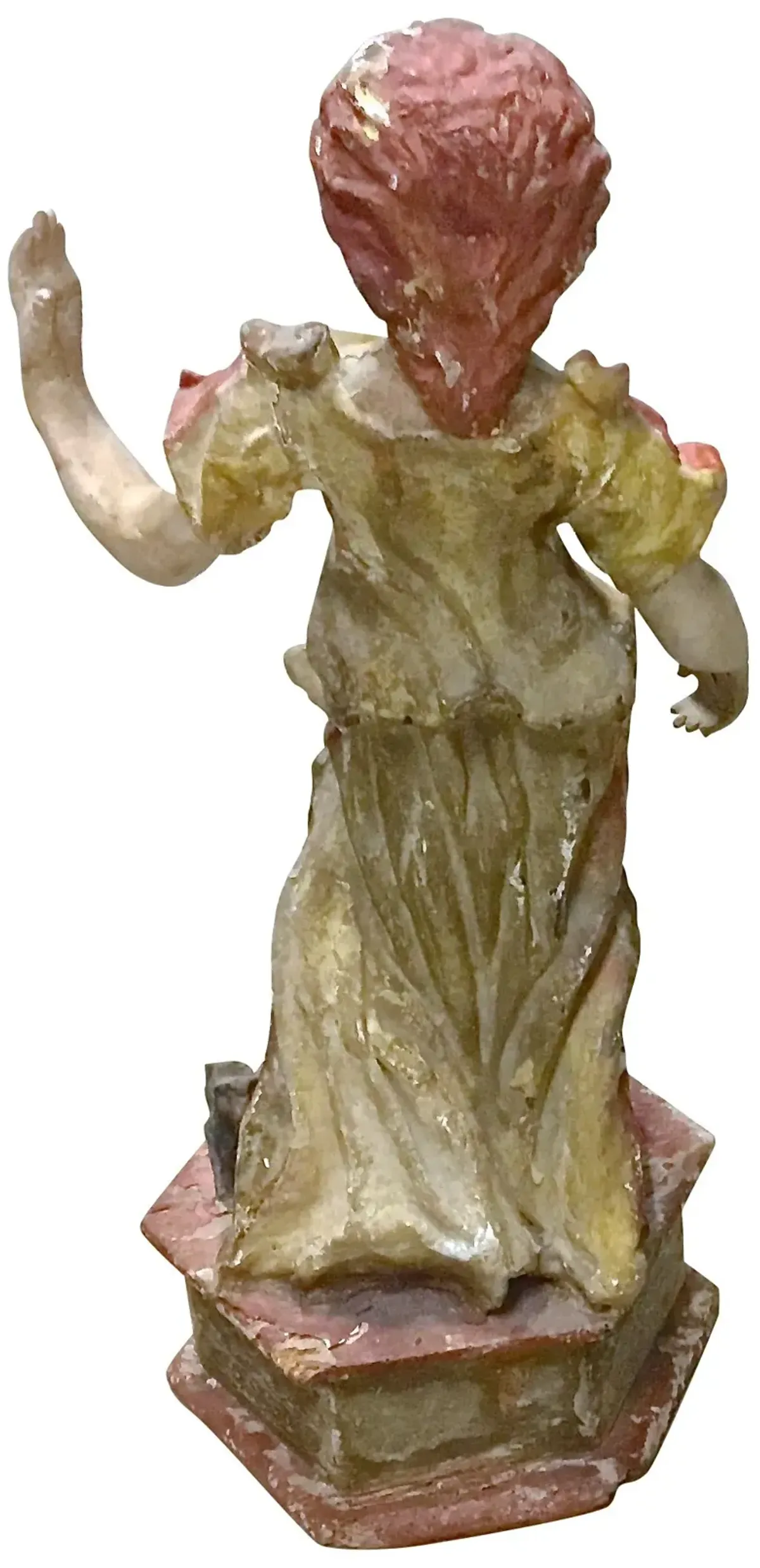 Antique Carved & Painted Sculpture - Vermilion Designs - Pink