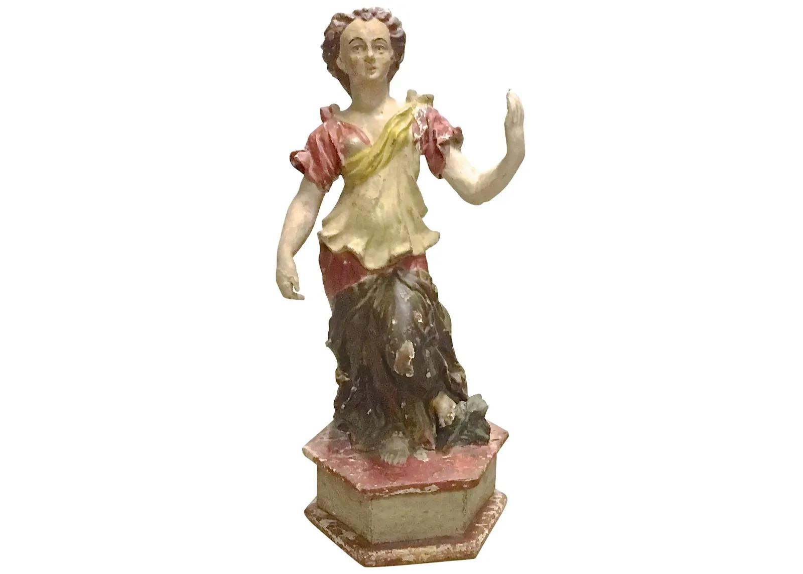 Antique Carved & Painted Sculpture - Vermilion Designs - Pink