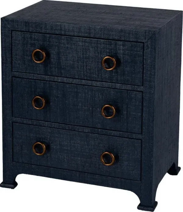Kos 3-Drawer Raffia Nightstand